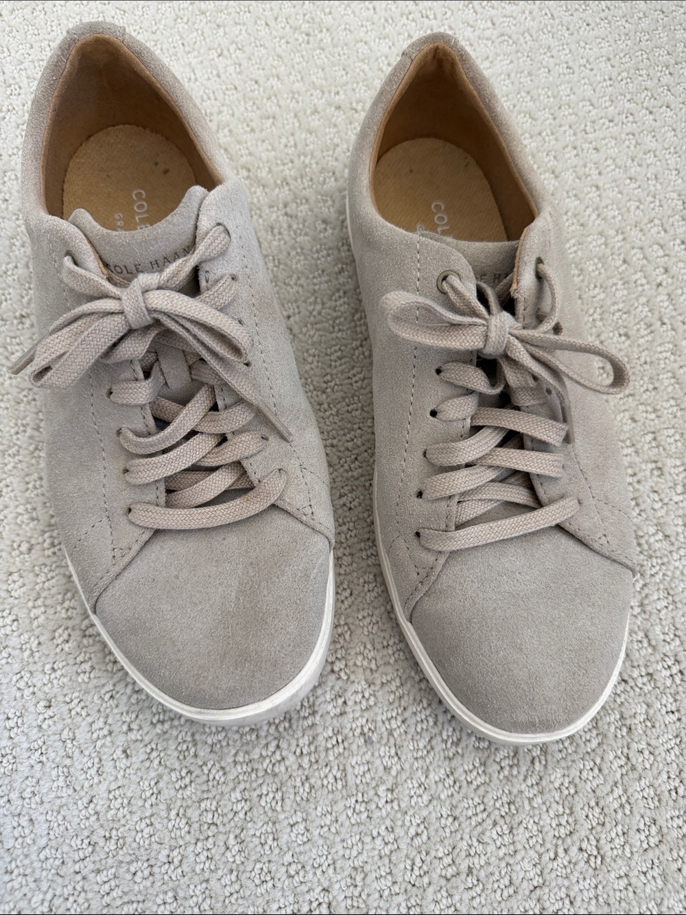 Cole Haan Beige Suede Low-Top Sneakers